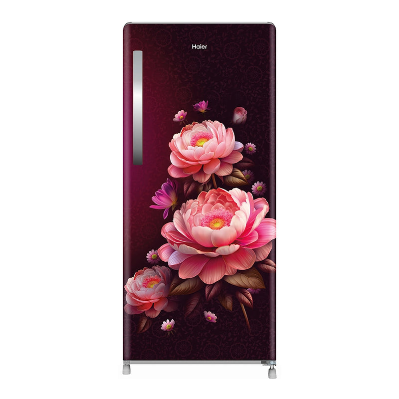Haier 190L 3 Star Red Blossom Single Door Refrigerator | HRD-2113CRBA-N-1