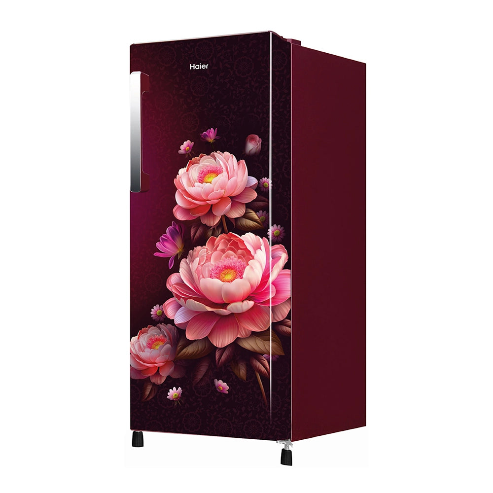 Haier 190L 3 Star Red Blossom Single Door Refrigerator | HRD-2113CRBA-N-2