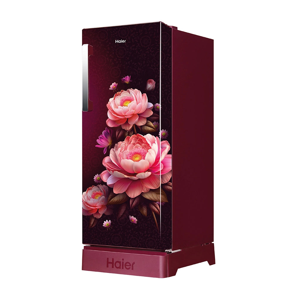 Haier 190L 5 Star Red Blossom Single Door Refrigerator | HRD-2105PRBA-P