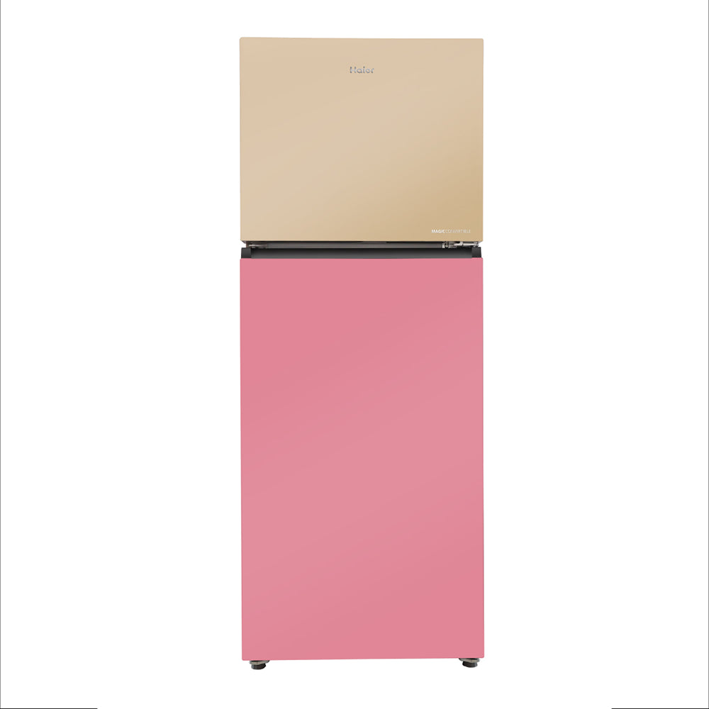 Haier 328L 2 Star Cream Pink Glass Double Door Refrigerator  (HRF-3782CPGA-P)