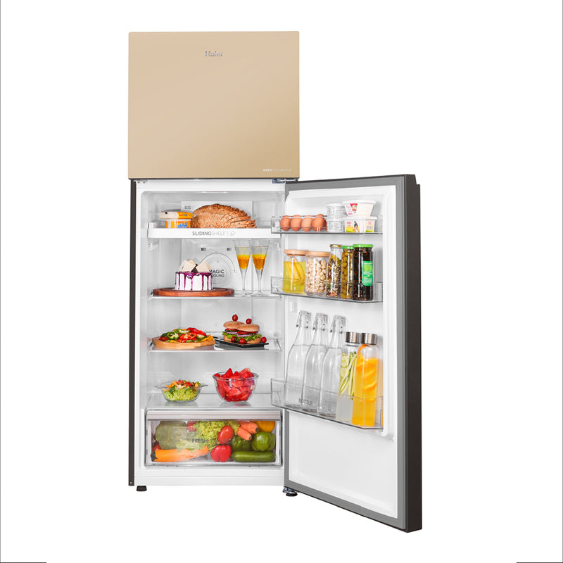 Haier 328L 2 Star Cream Pink Glass Double Door Refrigerator  (HRF-3782CPGA-P)-2