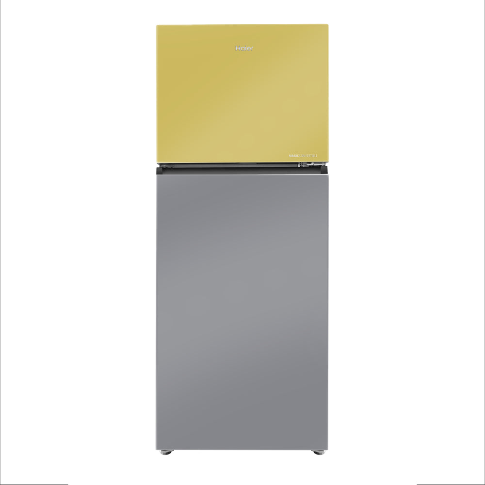 Haier 328L 2 Star Yellow Grey Glass Double Door Refrigerator (HRF-3782YGGA-P)