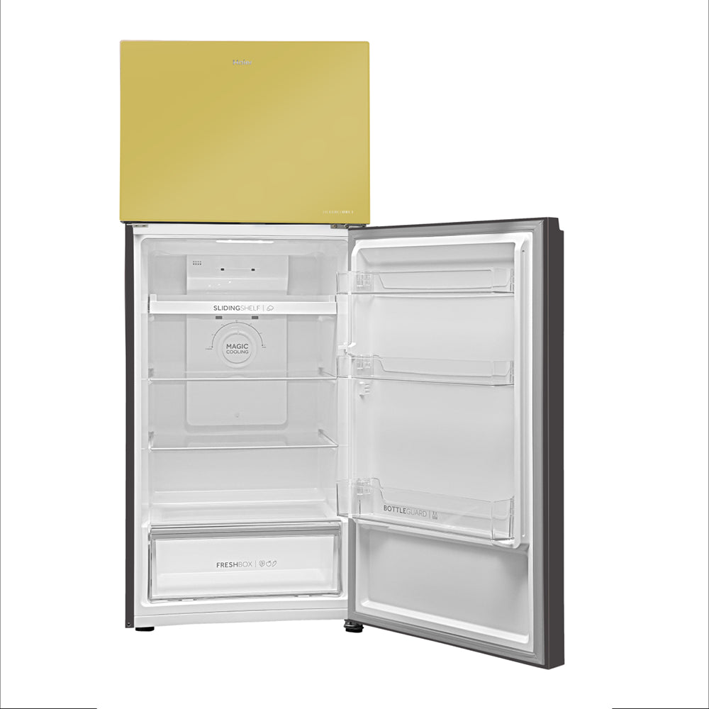 Haier 328L 2 Star Yellow Grey Glass Double Door Refrigerator (HRF-3782YGGA-P)-9