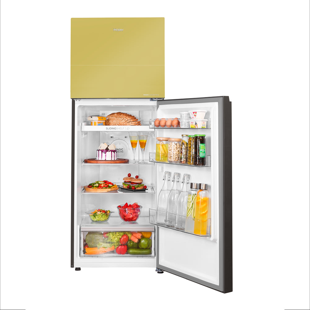 Haier 328L 2 Star Yellow Grey Glass Double Door Refrigerator (HRF-3782YGGA-P)