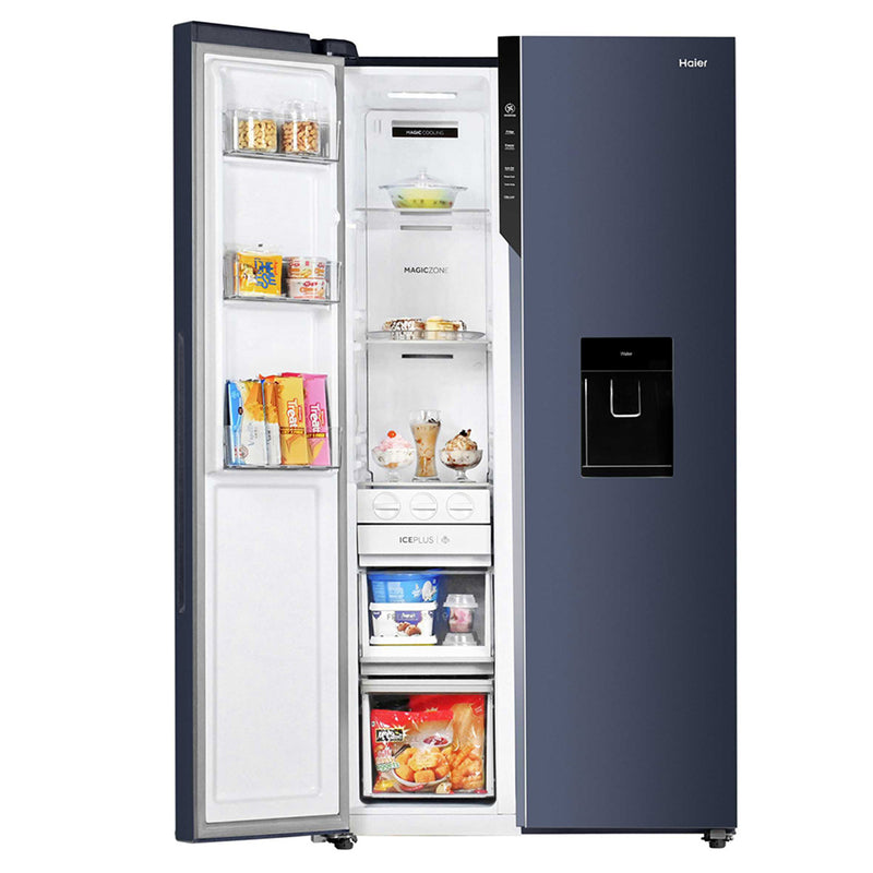 Haier 596L 3 Star Ultramarine Steel Smart Convertible Side-by-Side Refrigerator | HRS-682WUSU1-4