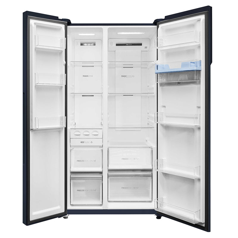 Haier 596L 3 Star Ultramarine Steel Smart Convertible Side-by-Side Refrigerator | HRS-682WUSU1-6