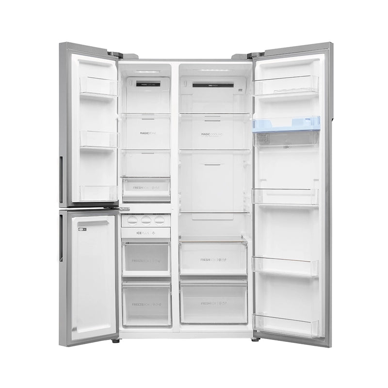 Haier 598L 3 Star Inox Steel 3 Door Smart Convertible Side-by-Side Refrigerator | HRT-683WISU1-2