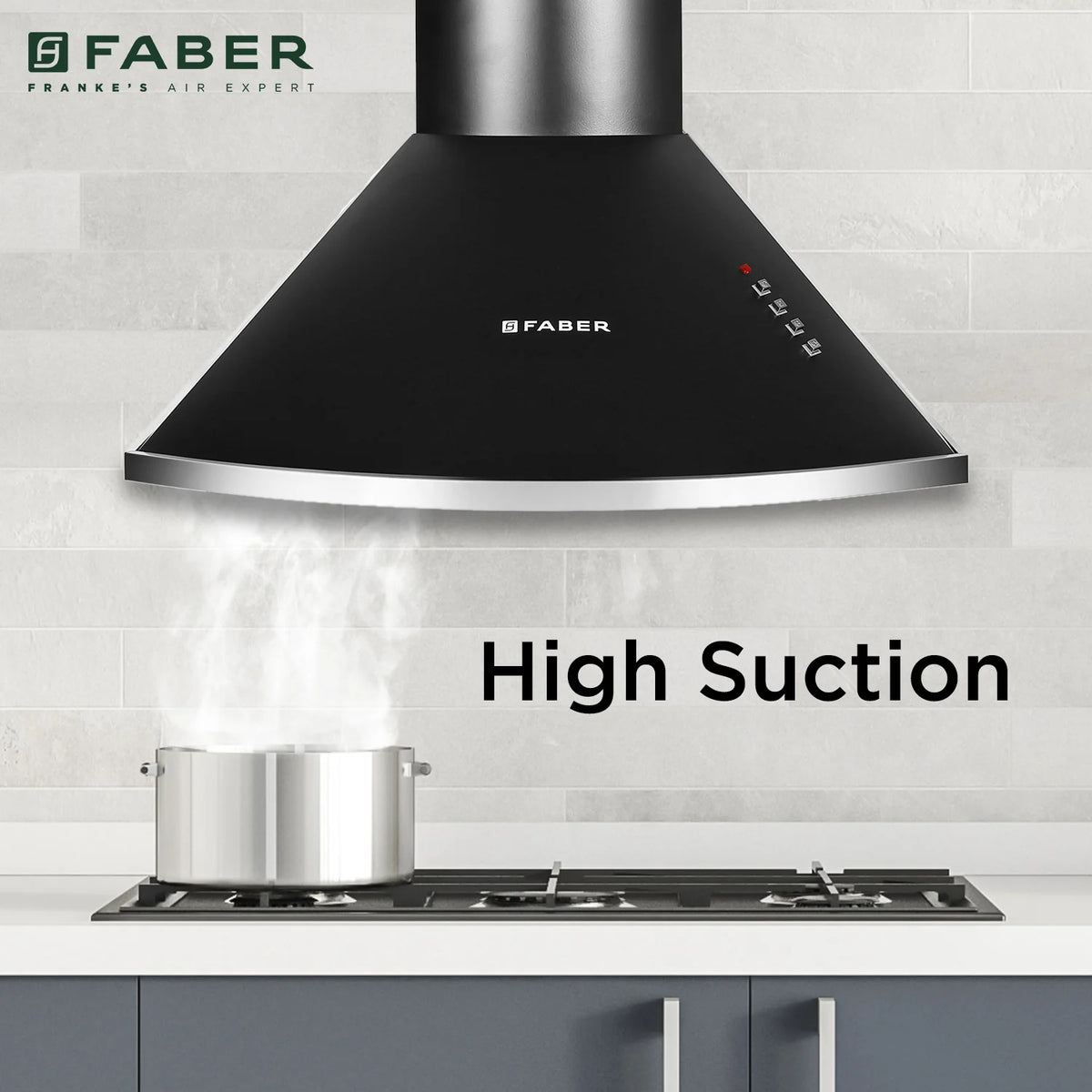 Faber Class Pro PB BK LTW 60 cm Wall-Mounted Chimney – 1000 m³/hr Suction, Push Button Control & LED Lighting-3