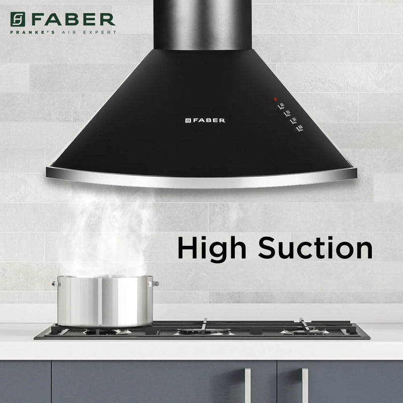 Faber Class Pro PB BK LTW 60 cm Wall-Mounted Chimney – 1000 m³/hr Suction, Push Button Control & LED Lighting-3