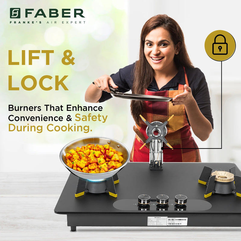 Faber Magiclift HT753 BR CI AI 75 cm Built-In Gas Hob – 3 Burners, Liftable Easy-Clean Design & Flame Failure Safety-10