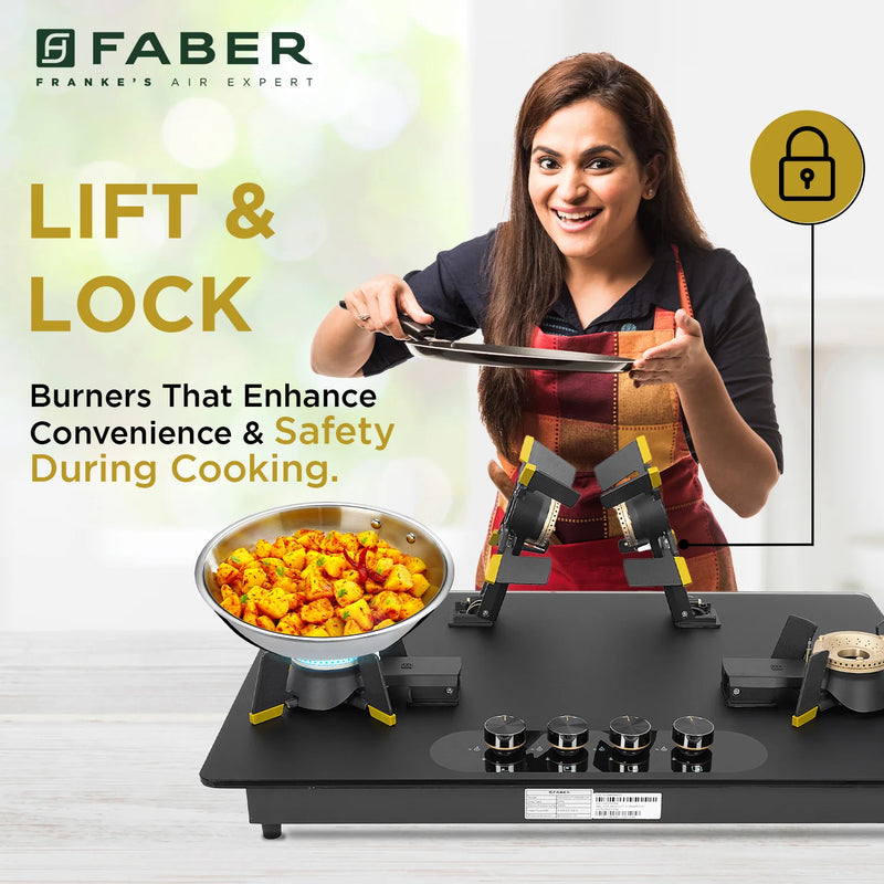 Faber Magiclift HT804 BR CI AI 80 cm Built-In Gas Hob – 4 Burners, Liftable Easy-Clean Design & Flame Failure Safety-10