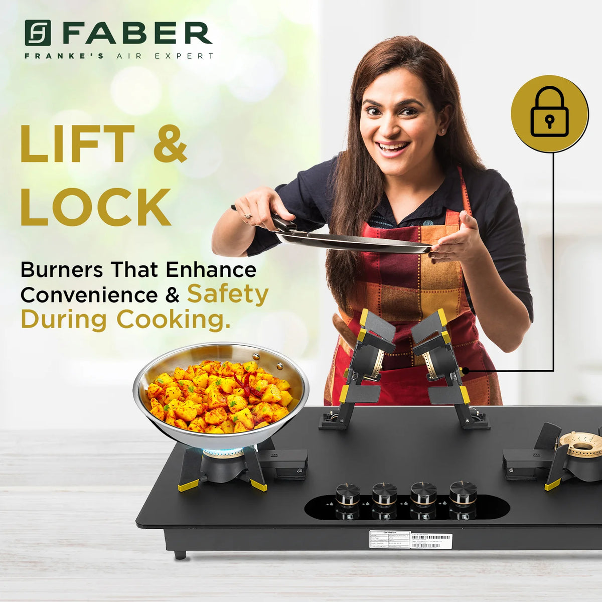 Faber Magiclift HT904 BR CI AI 90 cm Built-In Gas Hob – 4 Burners, Liftable Easy-Clean Design & Flame Failure Safety-9