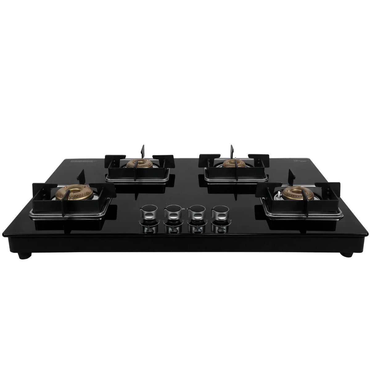 Carysil Hornet 4 Burner Gas Cooktop | Brass Burners, Auto Ignition, Cast Iron Pan Support, 8mm Black Tempered Glass-1