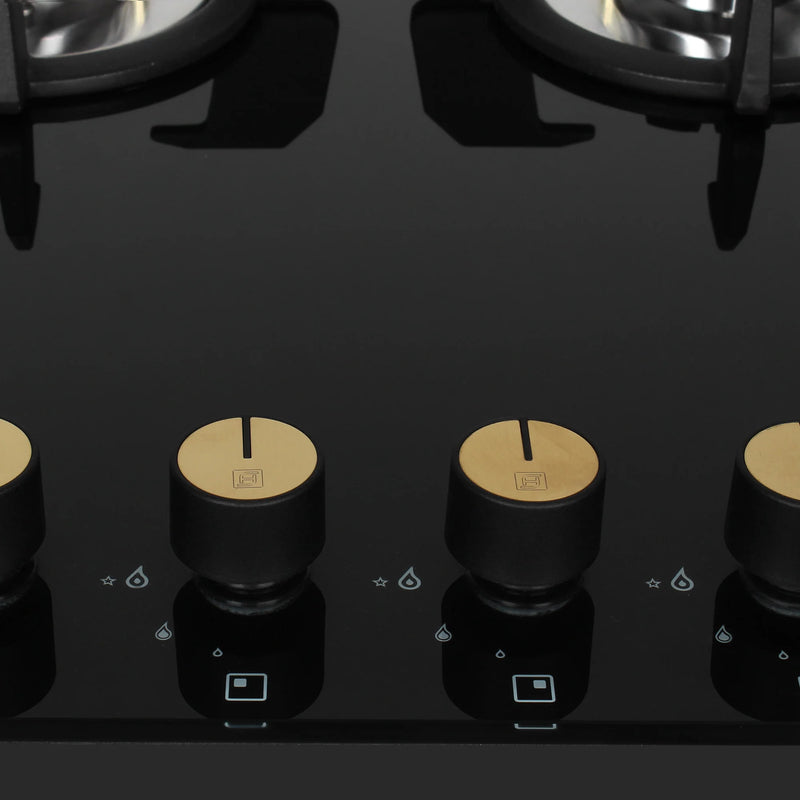 Faber Hob Maxus HT904 CRS BR CI AI – 4-Burner Brass Gas Hob, Tempered Black Glass, Auto Ignition, 90cm-6