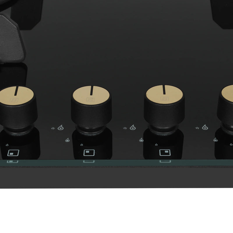 Faber Hob Maxus HT784 CRS BR CI AI – 4-Burner Brass Gas Hob, Tempered Black Glass, Auto Ignition, 78cm-5