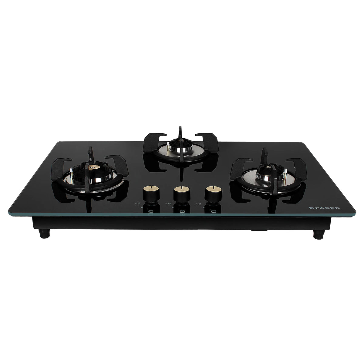 Faber Hob Maxus HT783 CRS BR CI AI – 3-Burner Brass Gas Hob, 78cm, Cast Iron Pan Support, Auto Ignition