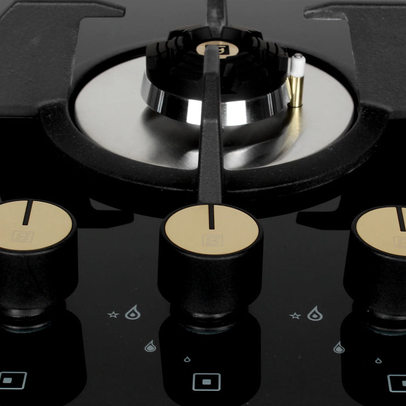 Faber Hob Maxus HT803 CRS BR CI AI – 3-Burner Brass Gas Hob, Tempered Black Glass, Auto Ignition, 80cm-4