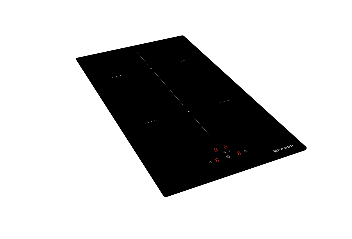 Faber FBH 32 BK Built-in Induction Hob – 2 Induction Zones, 3700W Power, 9-Level Touch Control, Timer & Safety Protection