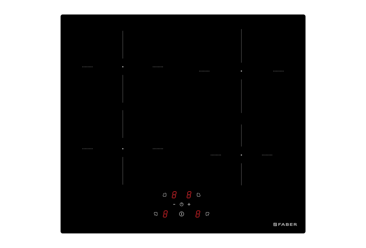 Faber FBH 64 BK Built-in Induction Hob – 4 Induction Zones, 7400W Power, 9-Level Touch Control, Timer & Safety Protection