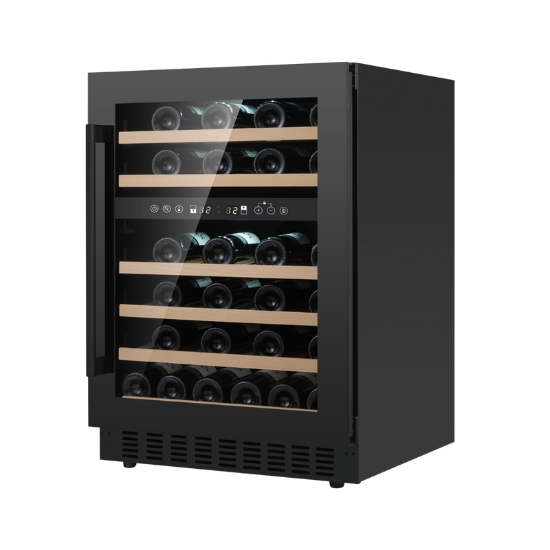 Carysil 46 Bottle Wine Chiller (145L) | Dual Zone Cooling | 5°C–20°C | Wooden Shelves | UV Glass Door | Freestanding Wine Cooler-3