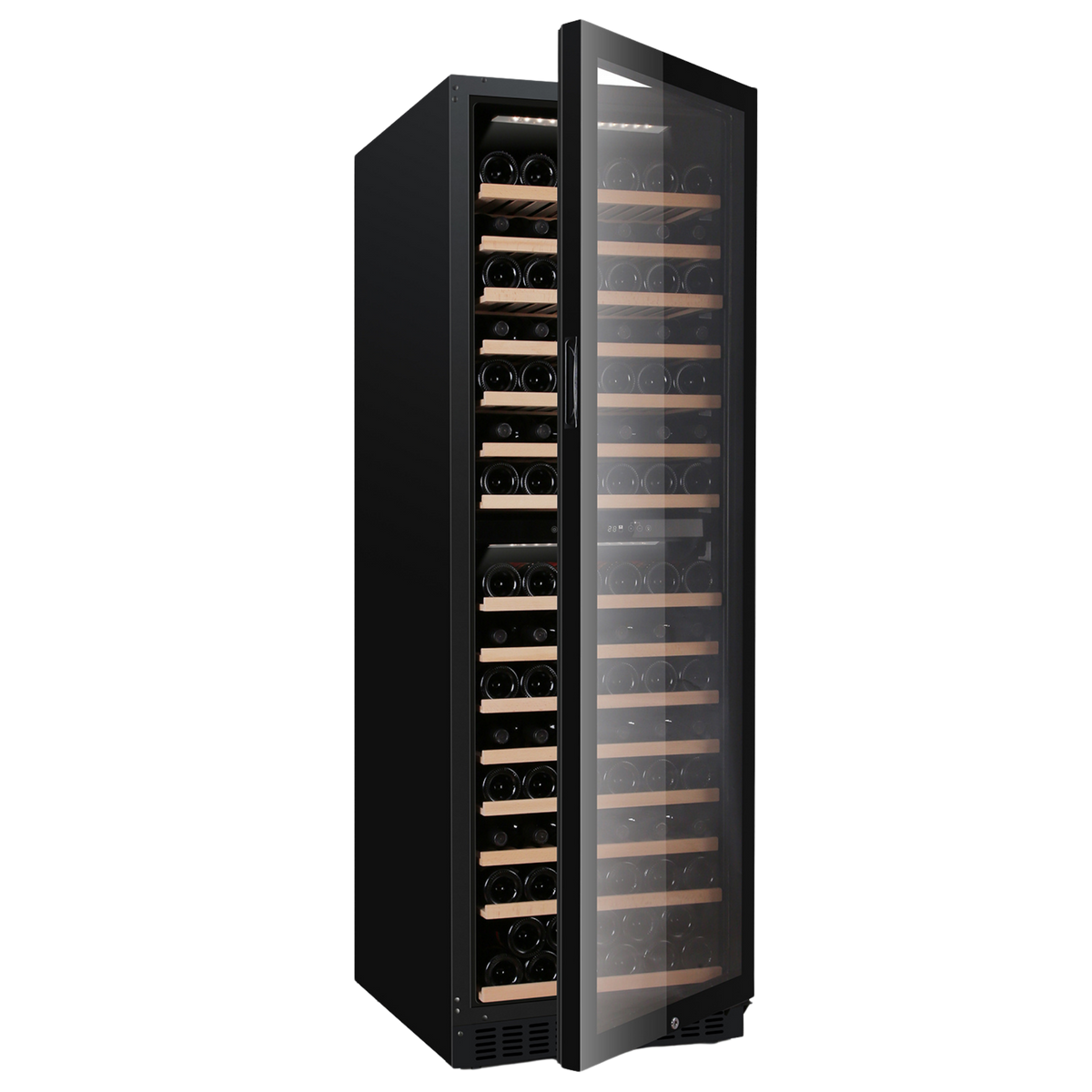Carysil 165 Bottle Wine Chiller (425L) | Dual Zone Cooling | 5°C–20°C | Freestanding Luxury Wine Cooler | Wooden Shelves | UV Glass Door | LED Display-3