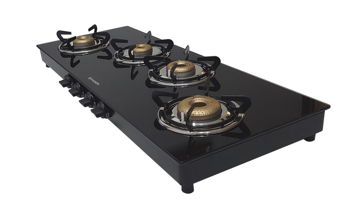 Faber HOB Cooktop Jumbo XL AI 4BB – 4 Burner Built-in Gas Hob with Auto Ignition, Brass Burners & Jumbo Burner | MS Powder Coated Finish-3