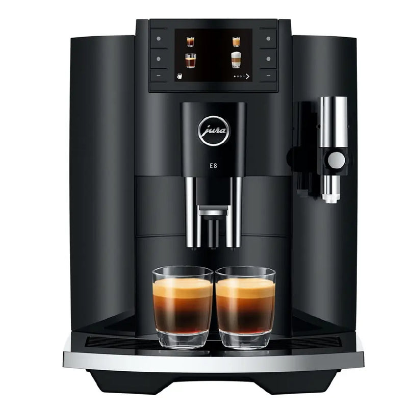 Jura E8 (Latest 2025 Model) Automatic Coffee Machine – 17 Specialty Drinks, P.A.G.2 Grinder, 3.5” Display, One-Touch Milk Cleaning (Piano Black)-2