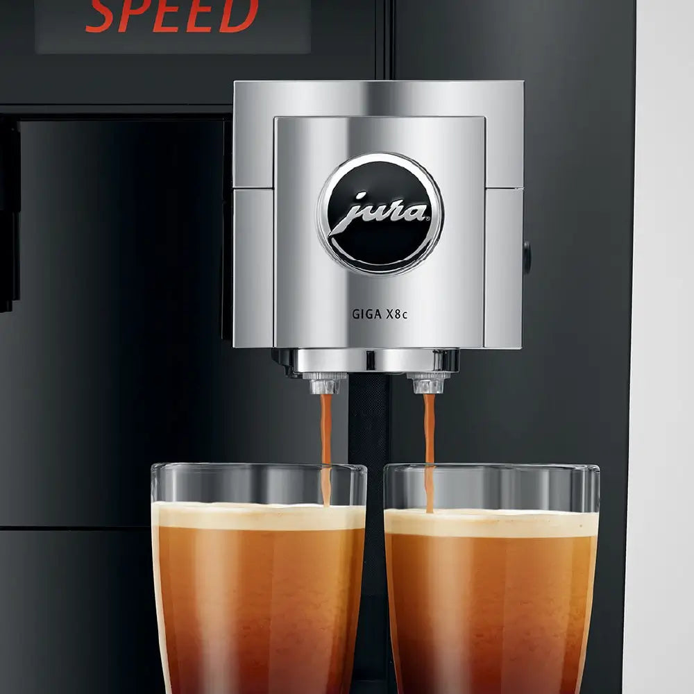 Jura GIGA X8C Automatic Coffee Machine – Commercial Coffee Maker with Dual Ceramic Grinders, 4.3” Touch Display & Smart Connectivity (Aluminium Black)