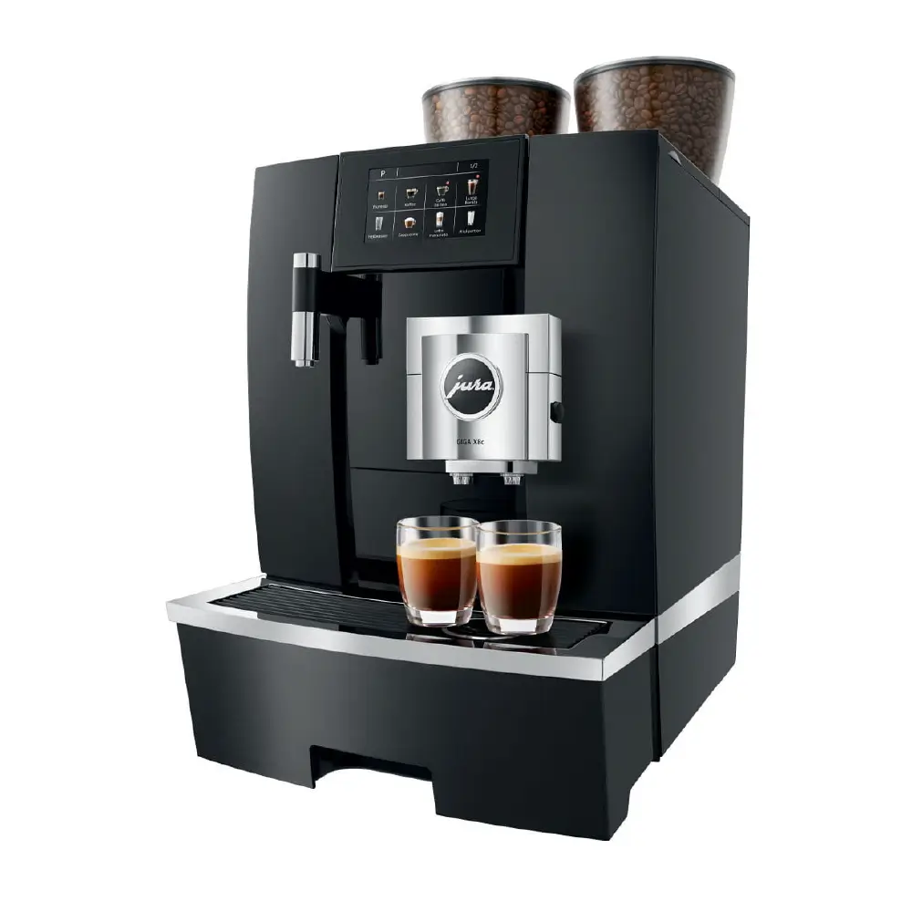 Jura GIGA X8C Automatic Coffee Machine – Commercial Coffee Maker with Dual Ceramic Grinders, 4.3” Touch Display & Smart Connectivity (Aluminium Black)