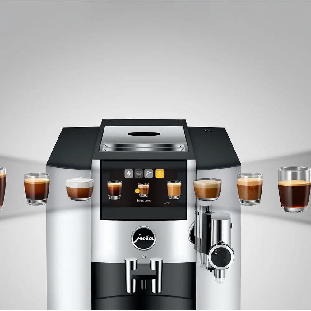 Jura S8 Chrome Automatic Coffee Machine | 27 Specialty Drinks | Touchscreen Display | Premium Bean-to-Cup Coffee Maker-2