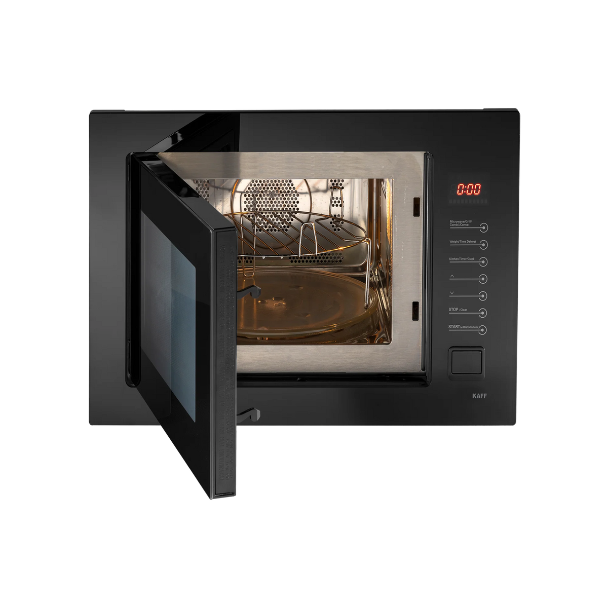 KAFF KMW8A BLK – Built-in Microwave Oven with Convection, Grill & Full Black Glass Finish