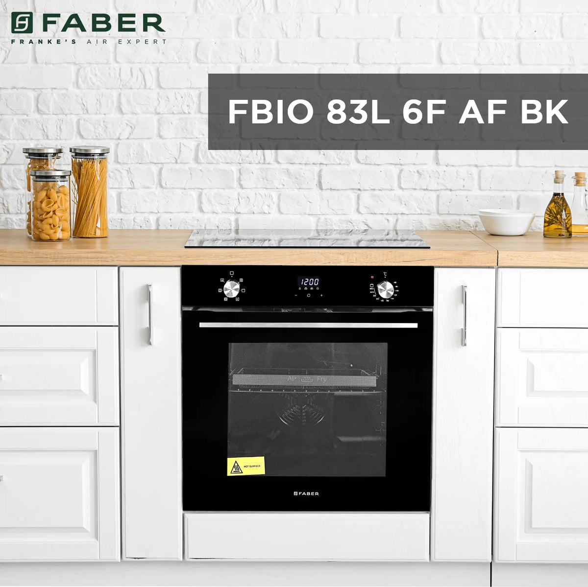 Faber FBIO 83L 6F AF BK Built-in Oven – 83L Black Glass, 6 Cooking Functions, Sensor Touch Control, 3D Hot Air Circulation, Air Fry, Energy Efficient-6