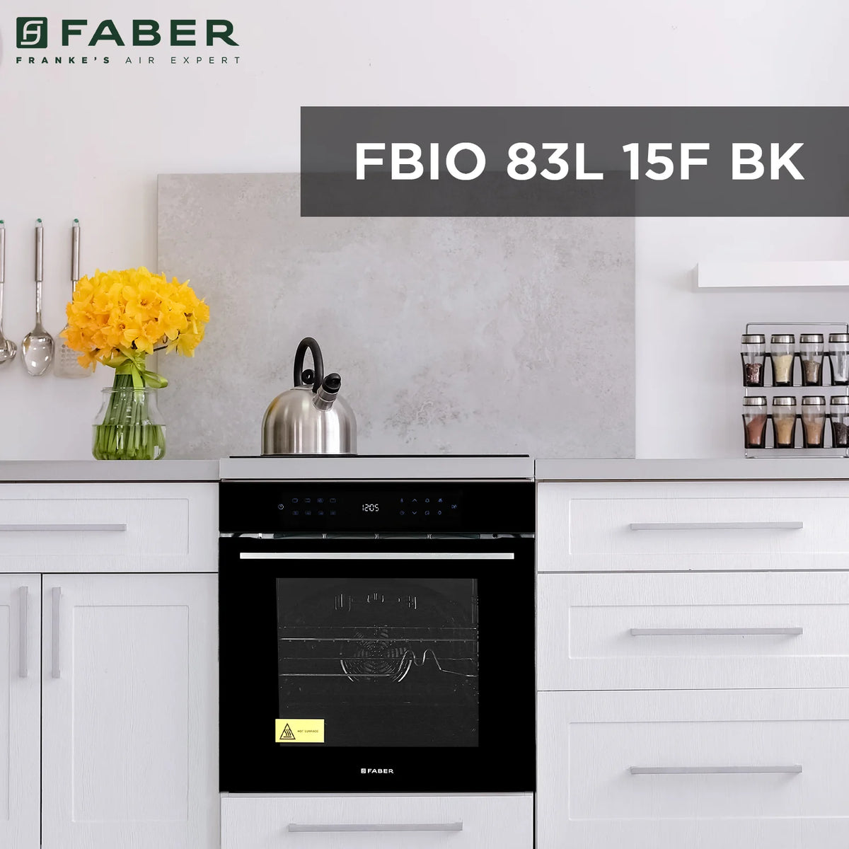 Faber FBIO 83L 15F BK Built-in Oven – 83L Semi-Transparent Black Glass, 15 Cooking Functions, Sensor Touch Control, 3D Hot Air Circulation, Energy Efficient-6