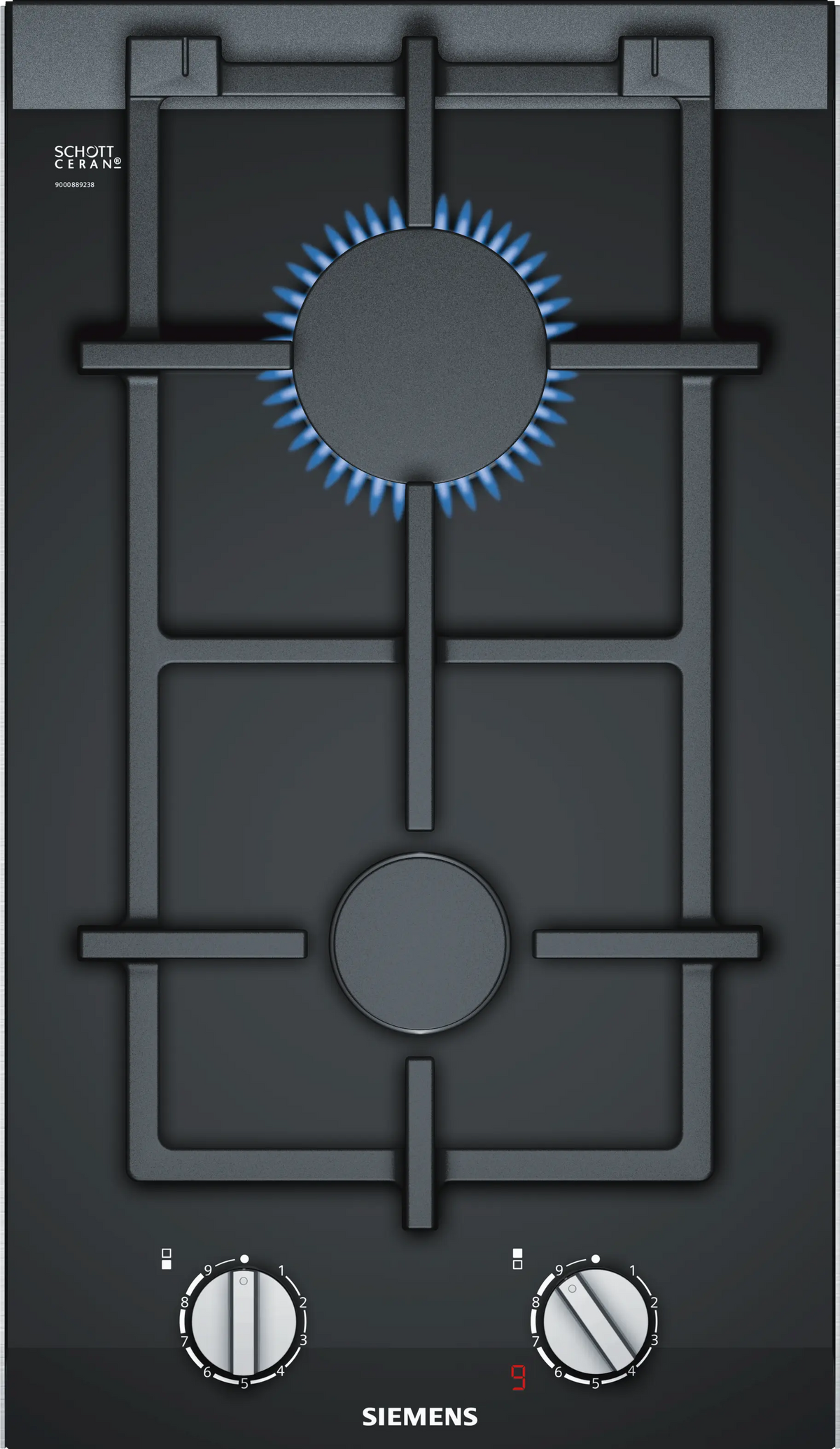 Siemens iQ700 Domino Gas Hob 30 cm (ER3A6BD70I) – 2 Burners, stepFlame Technology, Ceramic Glass, Black-1