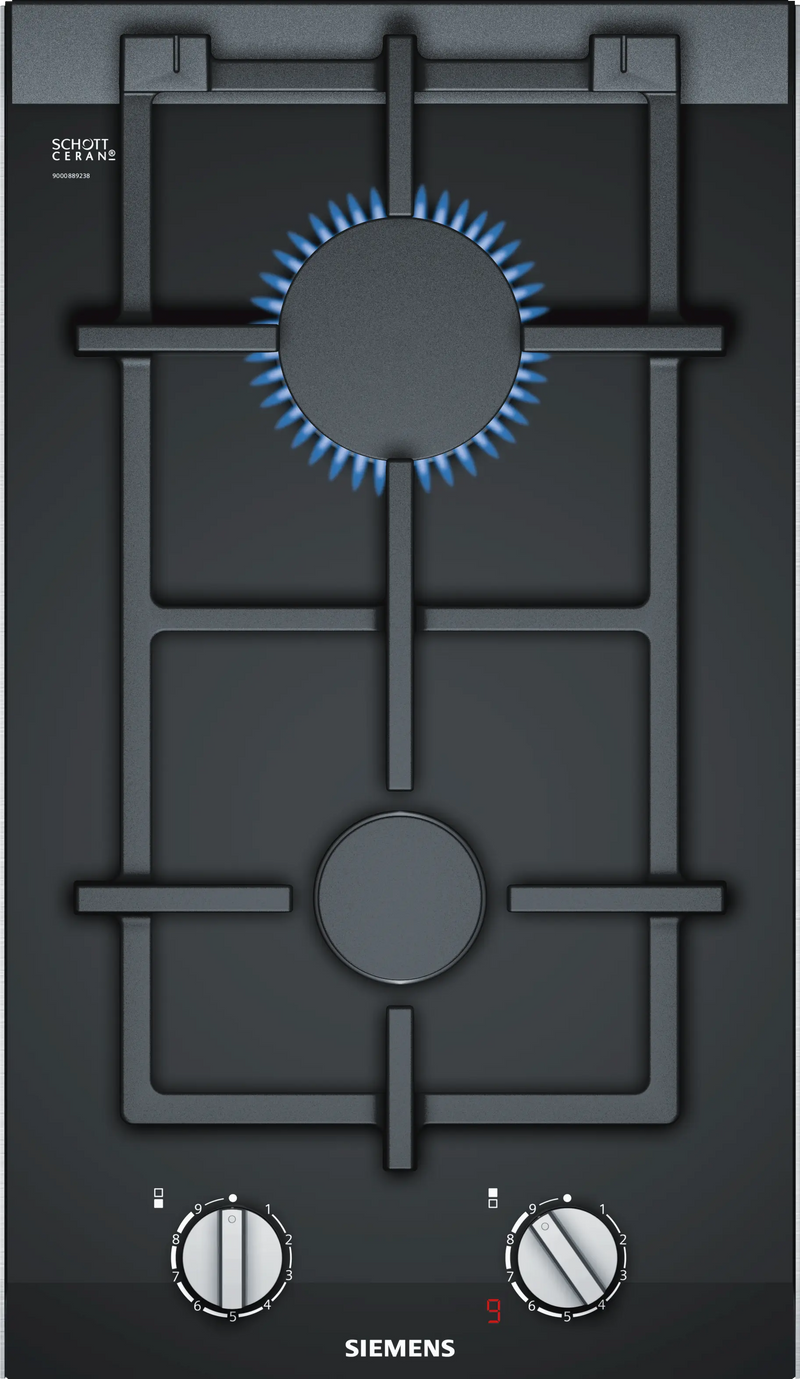 Siemens iQ700 Domino Gas Hob 30 cm (ER3A6BD70I) – 2 Burners, stepFlame Technology, Ceramic Glass, Black-1