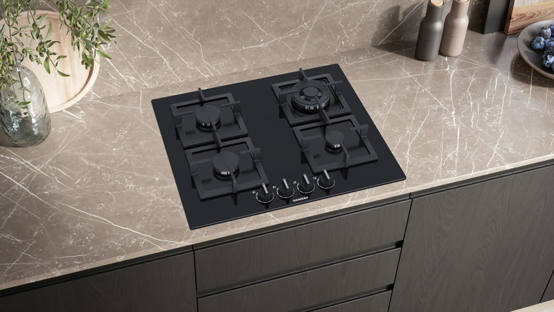 Siemens iQ500 Gas Hob 60 cm (EP6A6HB20I) – 4 Burners, Wok Burner, stepFlame Technology, Black Tempered Glass-6