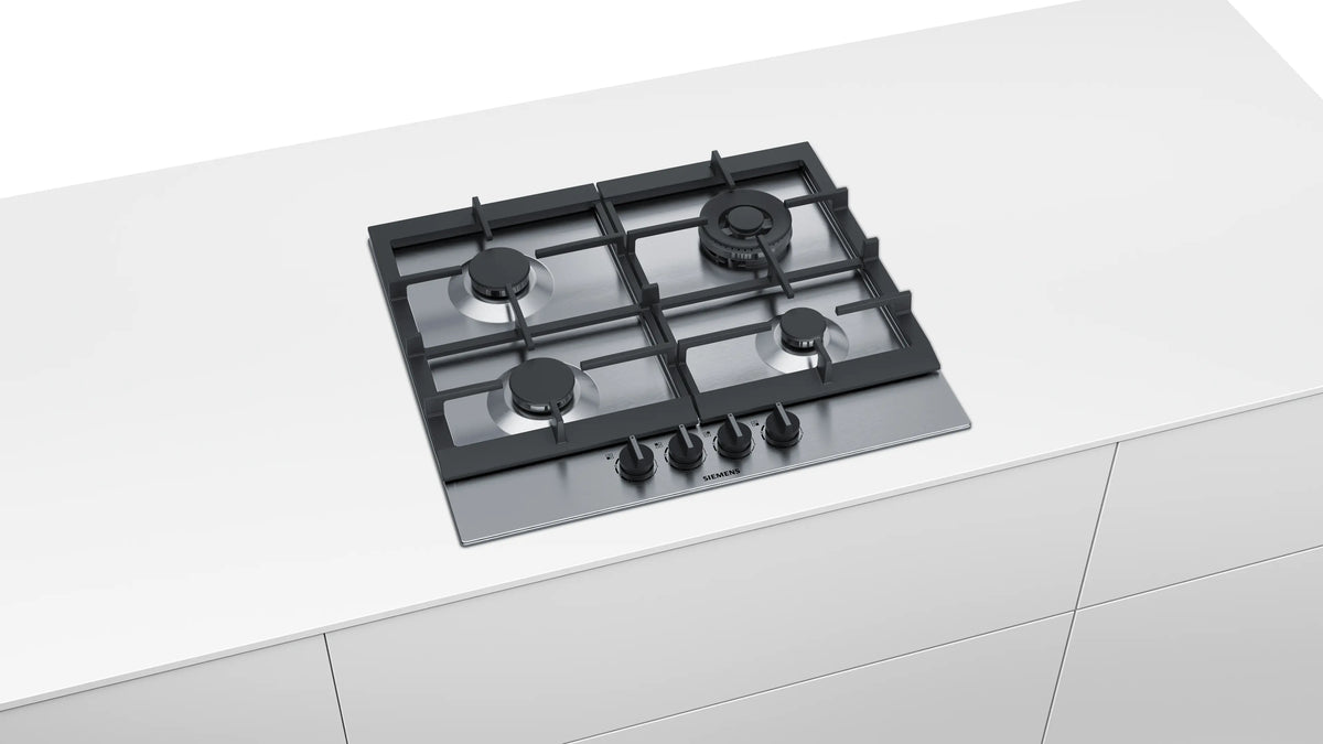 Siemens iQ500 Gas Hob 60 cm (EC6A5HB90) – 4 Burners, Wok Burner, stepFlame Technology, Stainless Steel