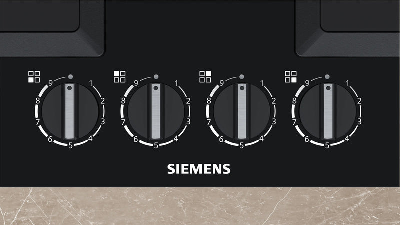 Siemens iQ500 Gas Hob 60 cm (EP6A6HB20I) – 4 Burners, Wok Burner, stepFlame Technology, Black Tempered Glass-2