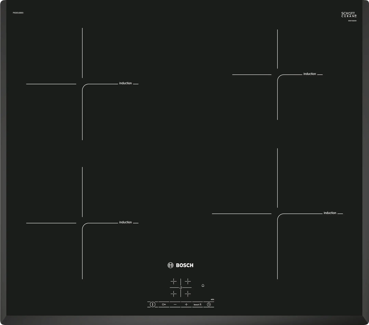 Bosch PIE651BB5I 60 cm Built-in Induction Hob with Touch Control-1