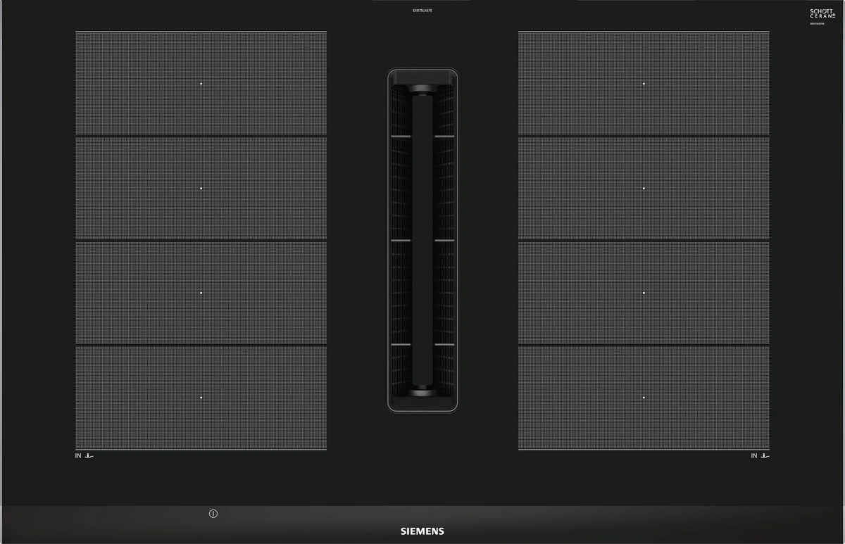 Siemens iQ700 Induction Hob with Integrated Ventilation System 80 cm (EX875LX67E) – FlexInduction, Dual lightSlider, Home Connect