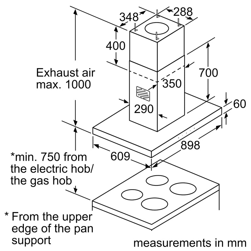Bosch DIB098G50I 90 cm Island Chimney with Touch Control & Powerful Suction-6