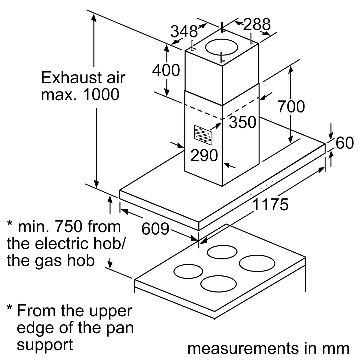 Bosch DIB128G50I Island Chimney with Touch Control & High Extraction Performance-6