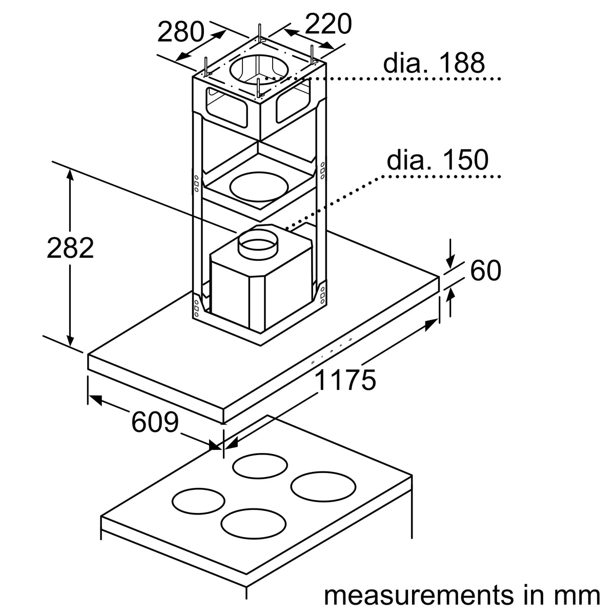 Bosch DIB128G50I Island Chimney with Touch Control & High Extraction Performance-7