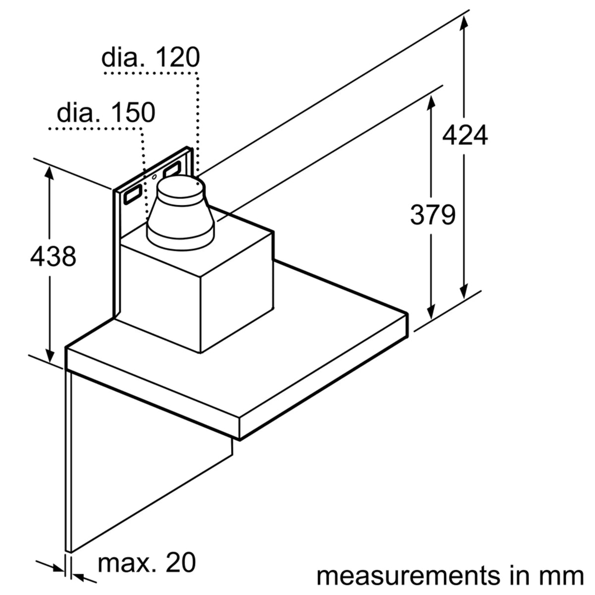 Bosch DWB98JR50I 90 cm Wall Mounted Chimney with Touch Control & Powerful Suction-7