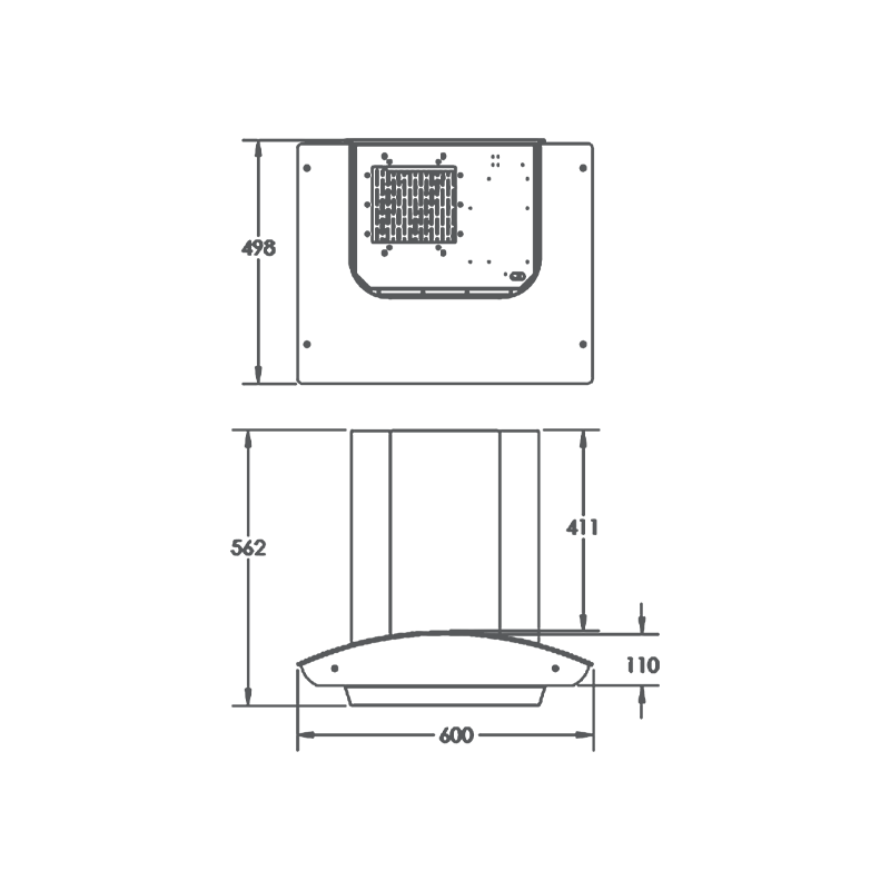 KAFF MILL DHC 60 cm Kitchen Chimney – Grey Finish with Curved Glass-4