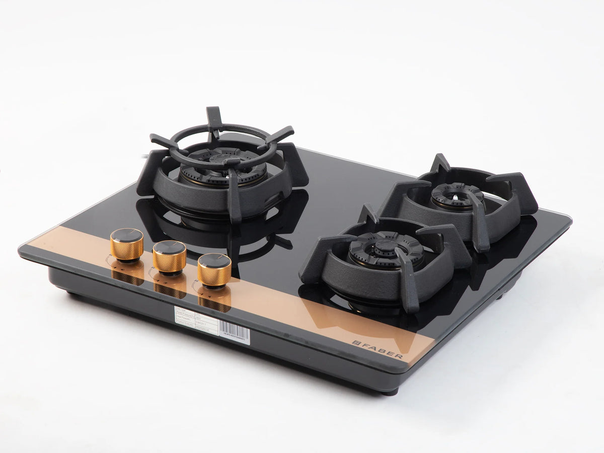 Faber Utopia HT-603 BR CI 60 cm Built-In Gas Hob – 3 Brass Burners, Flame Failure Safety & Auto-Ignition-2