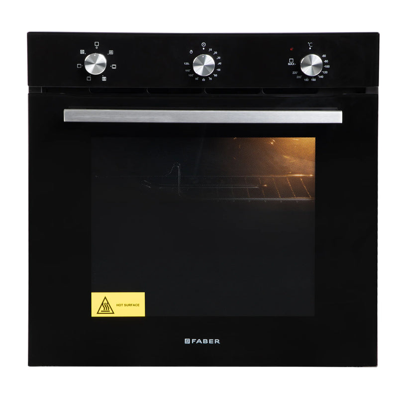 Faber FBIO 80L 6F BK Built-in Oven – 80L Black Glass, 6 Cooking Functions, Touch + Push/Pull Knob Control, Convection & Grill Cooking, Energy Efficient-1