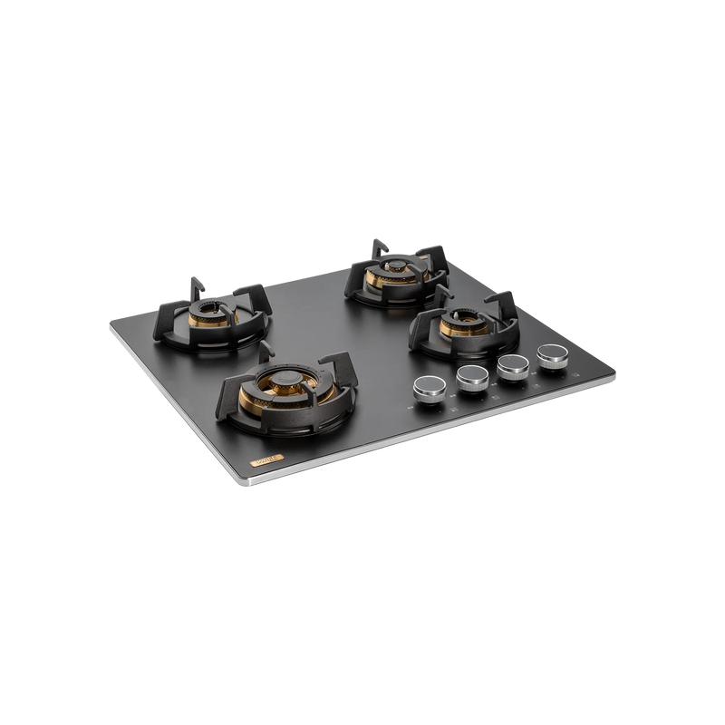 KAFF MSM 604 / MSM 604X – Built-In Hob, 4 Full Brass High Efficiency Burners with FFD, Thick Premium Frosted Black Glass-1