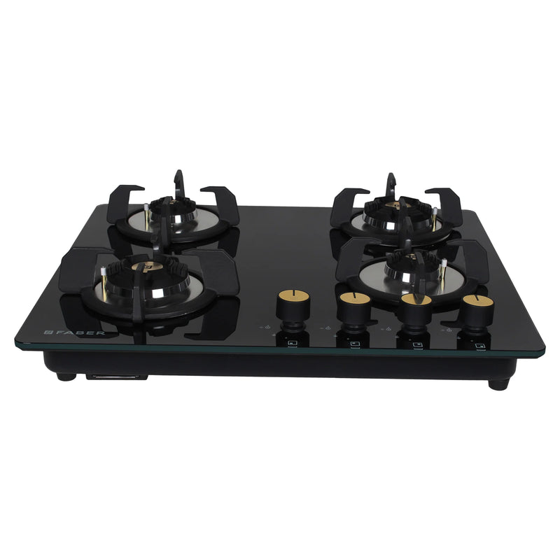 Faber Hob Maxus HT604 CRS BR CI AI – 4-Burner Brass Gas Hob, 60cm, Cast Iron Pan Support, Auto Ignition-1