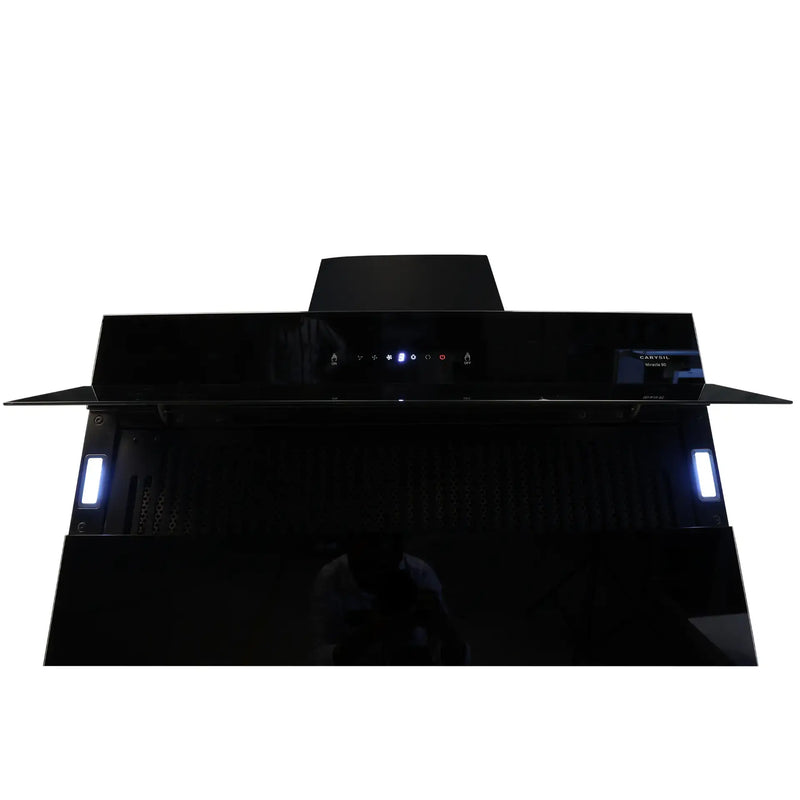 Carysil Miracle BLDC Chimney (60 cm / 90 cm) | 1350 m³/hr Suction | Filterless Auto-Clean | Motion Sensor & Touch Control | Black Glass Kitchen Chimney-2